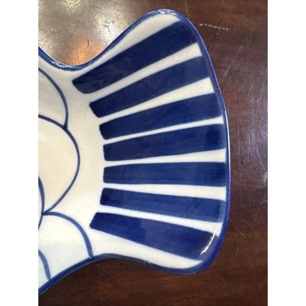 Vintage 90s Dansk Arabesque Fish Large Serving Platter Seafood Blue & White